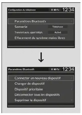 Pour jumeler un téléphone cellulaire (lorsqu'un téléphone est déjà jumelé au système)