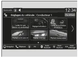 Réglages par défaut du véhicule